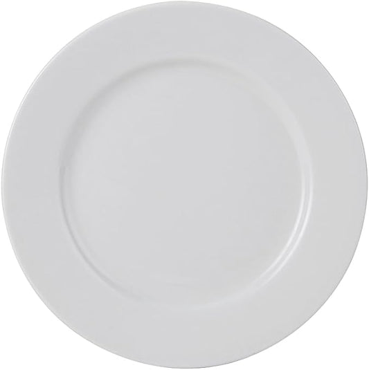 Tuxton China ALA-090 Plate, 9" Diameter, Round, Wide Rim, Rolled Edge, Microwave and Dishwasher Safe, Oven Proof, Fully Vitrified, TuxCare, Healthcare, Alaska, Porcelain White, Pack of 24