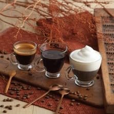 LAV Glass Coffee Cups, Saucers Set - Small Espresso Cups with Handle 3 oz - Small Clear Coffee Mug Latte Cups Set - 6 Cups + 6 Saucers - Mothers Day Gift, Housewarming - Juego de tazas para cafe