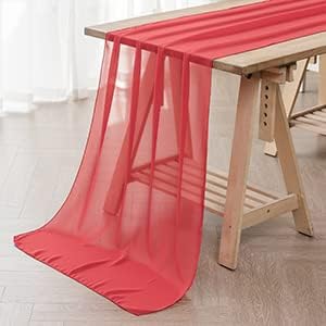 flohar 6Pack 9ft Christmas Chiffon Table Runner 14x108 Inch Sheer Romantic Table Runner for Wedding Birthday Party Bridal Shower Outdoor Decoration-Red