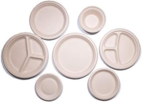 EDI Plant Fiber Disposable Plates - 7 Inch, Compostable, Eco-Friendly, Chemical-Free, Heavy-Duty, Temperature Resistant, 100 Count