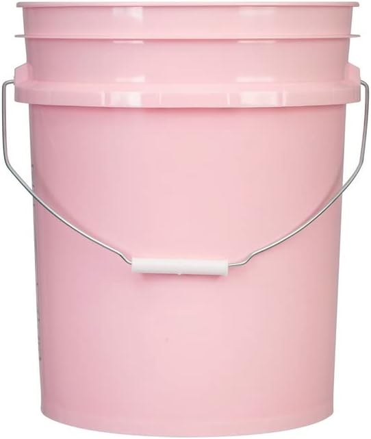 House Naturals 5 Gallon Pink Food Grade Plastic Storage Bucket with Lid Cover (Pack of 3) Made in USA (with White Screw On Air Tight Lids)