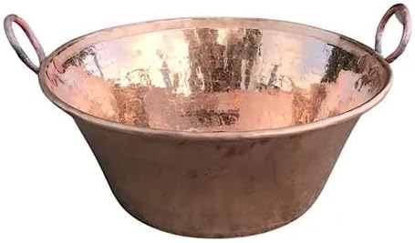 CELLY PARTY 18 Inch Cazo De Cobre Copper Pot, Hand Hammered Heavy Duty Gauge, Carnitas Cooking Wok, Mexican Jam Pan, Pozole Chicharrones