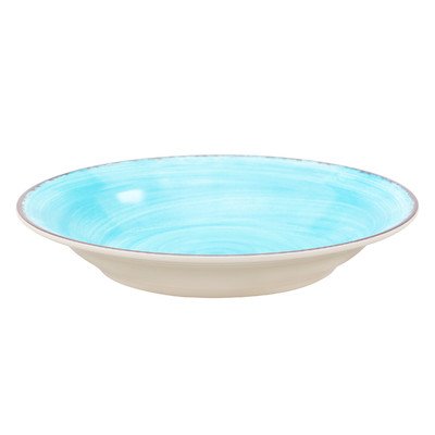 Carlisle FoodService Products Mingle Resuable Plastic Bowl Rimmed Soup Bowl with Pottery Style for Home and Restaurant, Melamine, 28.5 Ounces, Aqua, (Pack of 6)