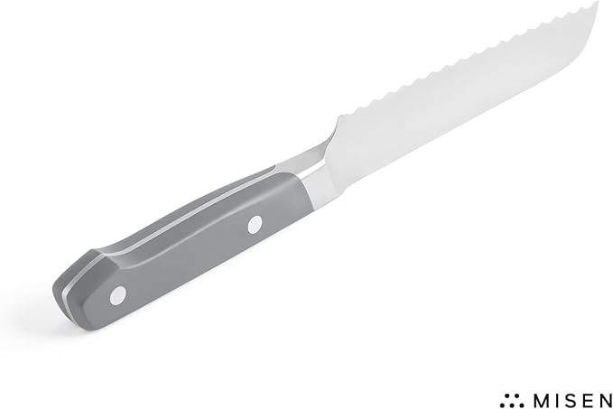Misen Serrated Bread Knife - High-Carbon Japanese AUS8 Steel - Perfect for Soft Foods, Bread, Pastries, and Fruits - Verstatile Slicer, Razor-Sharp Edge, Durable Blade, Ergonomic Handle - 5", Gray