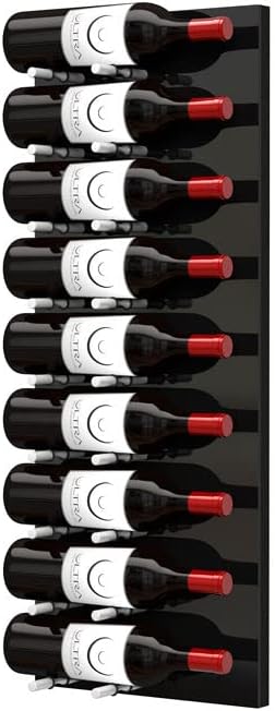 Ultra Wine Racks Fusion Wine Wall Label-Out (3 Foot, Single Deep, Black Acrylic, Satin Aluminum Peg) ??Modular Wine Rack for 9 Bottles, Easy Installation for Home Bar or Wine Cellar