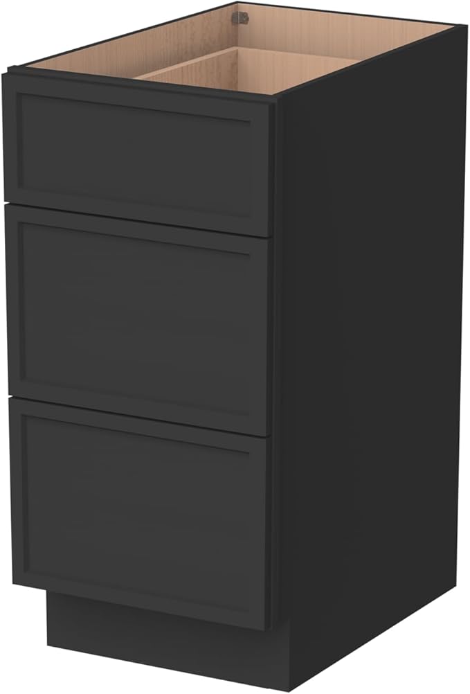 Newtown 3-Drawer Solid Wood Cabinet Premium Storage Organizer for Kitchen,Office Files, Essentials, and Mor Versatile and Stylish Drawer Cabinet for Home (NT-Charcoal Black, 15"W x 24"D x 34.5"H)