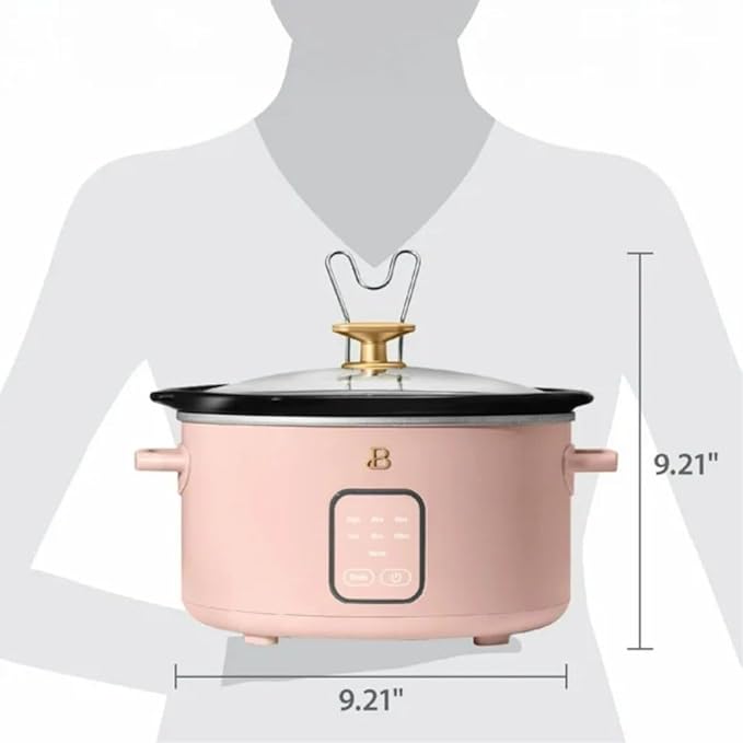 Beautiful by Drew Barrymore 4Qt Slow Cooker, Touch-Activated Display, 4 Presets, Auto Warm, Dishwasher-Safe Pot.