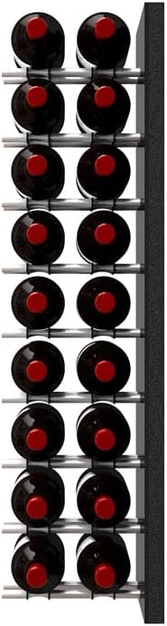 Ultra Wine Racks Fusion Wine Wall Label-Out (3 Foot, Double Deep, Black Acrylic, Satin Aluminum Peg) ??Modular Wine Rack for 18 Bottles, Easy Installation for Home Bar or Wine Cellar