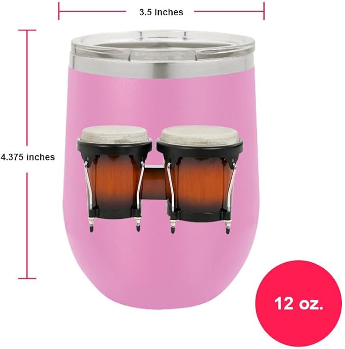 Bongos Wine Tumbler, Bongos Gift, 12oz Stainless Steel Wine Tumbler, Gifts For Him, For Her, For Boys, For Girls, Birthday, Christmas Gift idea (Light Purple)