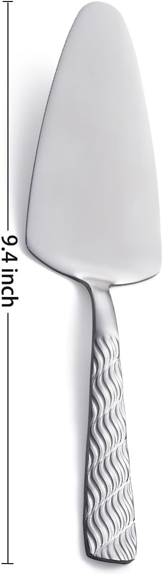 Silver Cake Server, 9.4-inch Stainless Steel Pie Server Spatula, Pizza Server Set of 3, Dishwasher Safe