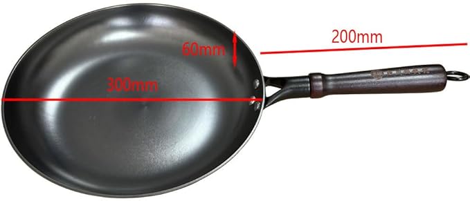 11.8"(30cm) Cast Iron Skillet Frying Pan Physical Non-Stick Cooking Pan with Wooden Handle, Use on the Gas & Electric Stove, Oven, Induction Cooktop, Grill or Over a Campfire,Fried Beef Steak