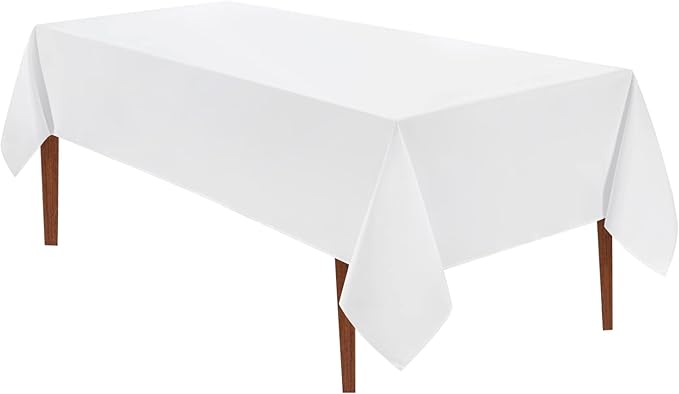 VidaFete 1 Pack 60 * 84inch Rectangle Tablecloth Polyester Table Cloth竊똕tain Resistant and Wrinkle Polyester Dining Table Cover for Kitchen Dinning Party Wedding Tabletop Buffet Decoration(White)