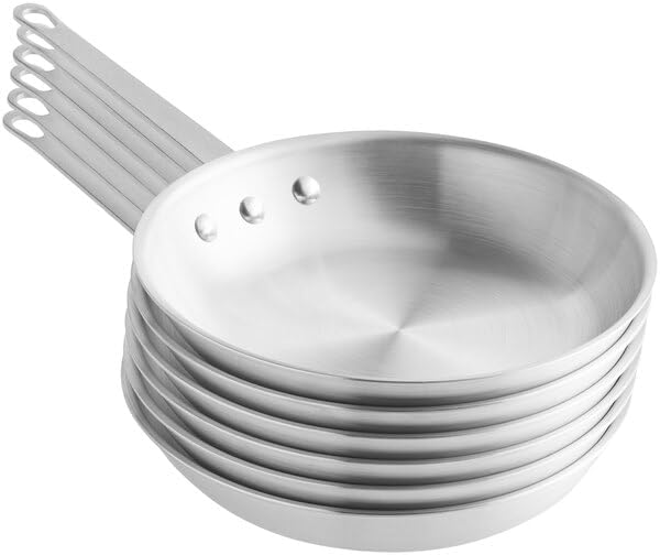 10 Inch Aluminum Fry Pan, Silver, NSF Listed, Traditional Handle, Round Shape, Satin Finish, 6 Per Case