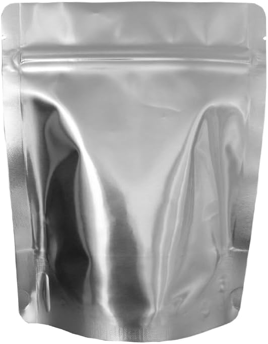 PackFreshUSA: 50 Pack - 7 Mil - Pint Seal-Top Stand Up Mylar Bags - 100cc Oxygen Absorbers - Heat Seal - Long-Term Food Storage
