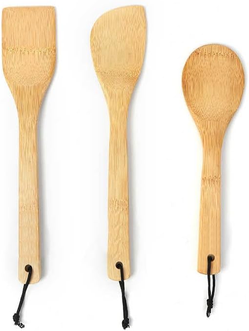 Wooden Spatulas 3 Hanging, Non Stick, Bamboo, Non Toxic, Kitchen Use, Wedding, Shower Gifts, Hand Crafted