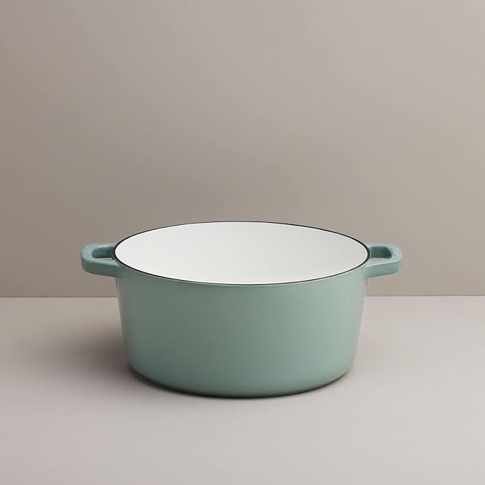 Milo by Kana 5.5-quart Enameled Cast Iron Dutch Oven with Lid | Premium Casserole Cooking Pot | Enamel Coating Inside and Out | Oven Safe and Dishwasher Friendly (Eucalyptus with Gold Knob)