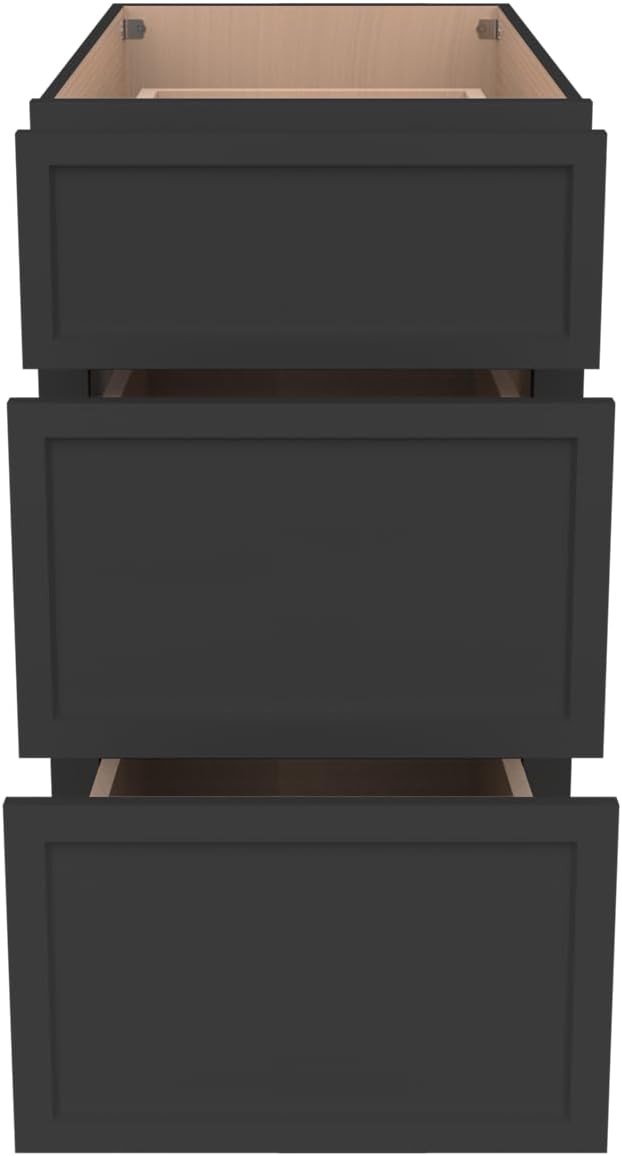 Newtown 3-Drawer Solid Wood Cabinet Premium Storage Organizer for Kitchen,Office Files, Essentials, and Mor Versatile and Stylish Drawer Cabinet for Home (NT-Charcoal Black, 12"W x 24"D x 34.5"H)