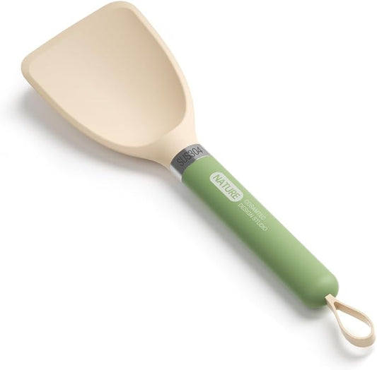 Silicone Small Spatula for Cooking Flexible Turner with Solid Inner Core and Heat Resistant Nylon Handle Ideal Spatula for Non-Stick Cookware