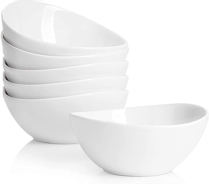 Taeochiy 10 Ounce Small Bowls, Ceramic Dessert Bowls for Cereal, Soup, Ice Cream, Small Serving Bowls Set for Kitchen, Set of 6, White