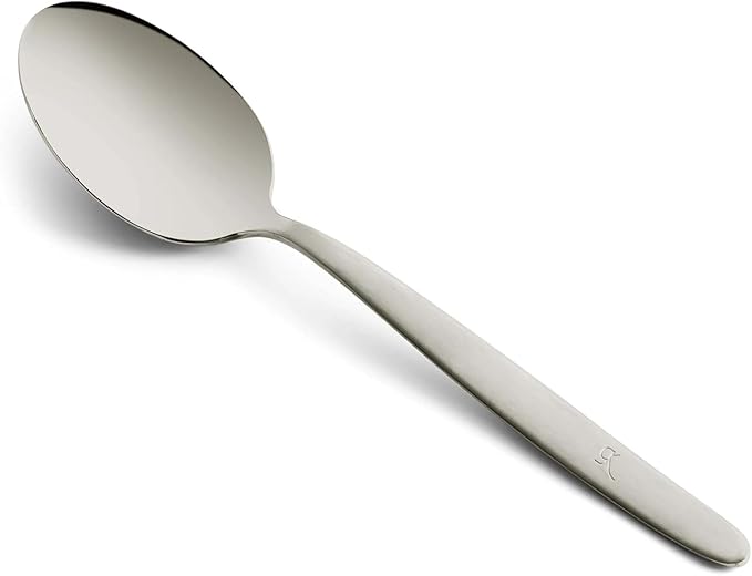 2 Pack 8 inch Kunz Small Regular and Perforated Sauce Spoon Set | 18/10 Stainless Steel Chef Spoon (Small Regular and Perforated)