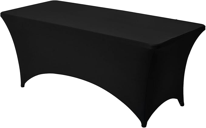 VEVOR 3 Pack Table Cloth for 6FT Rectangular Fitted Events, Wrinkle-Resistant Stretch Black Table Covers, Washable Spandex Tablecloth Protector, for Party, Wedding, Cocktail, Banquet, Festival