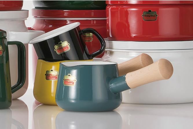 FUJIHORO JAPAN Milk Pan, Smoke Blue, 4.7 inches (12 cm), Solid SD-12M.SB, Enamel Kitchenware, PFAS-free, Japanese Design & Craftmanship