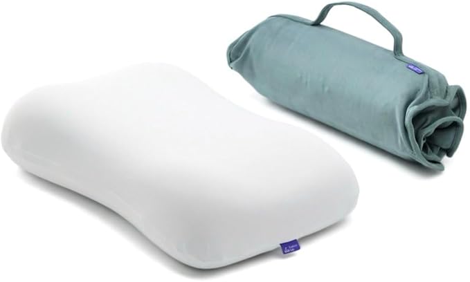 Cushion Lab Travel Deep Sleep Pillow ??Compact Memory Foam Neck Pillow for Sleeping, Portable Pillow for Hotels, Camping, Side & Back Sleepers, On-The-Go ??Wellness Green