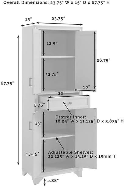 3-Piece Kitchen Storage Cabinet Set, Tall Pantry with Shelves and Drawers, Modern Farmhouse Style, (Distressed White)