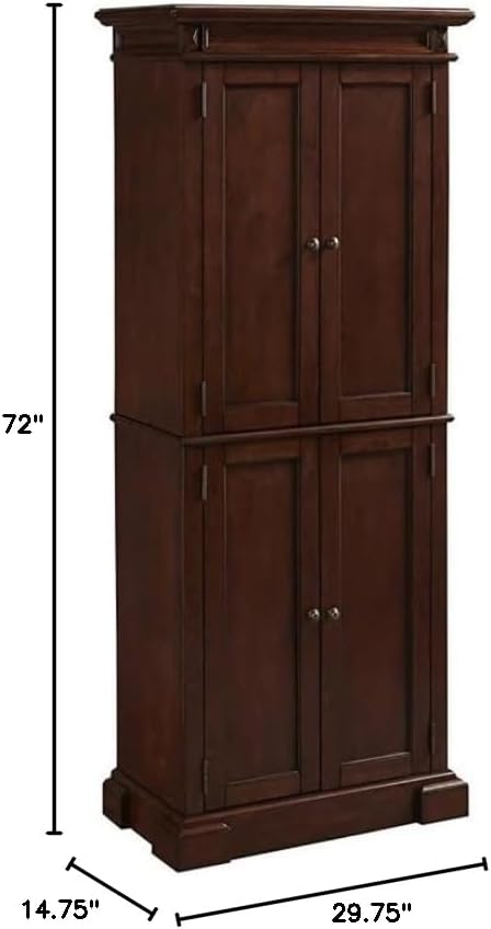 BOWERY HILL Traditional 4 Shelves Wood Kitchen Pantry in Brown Cherry