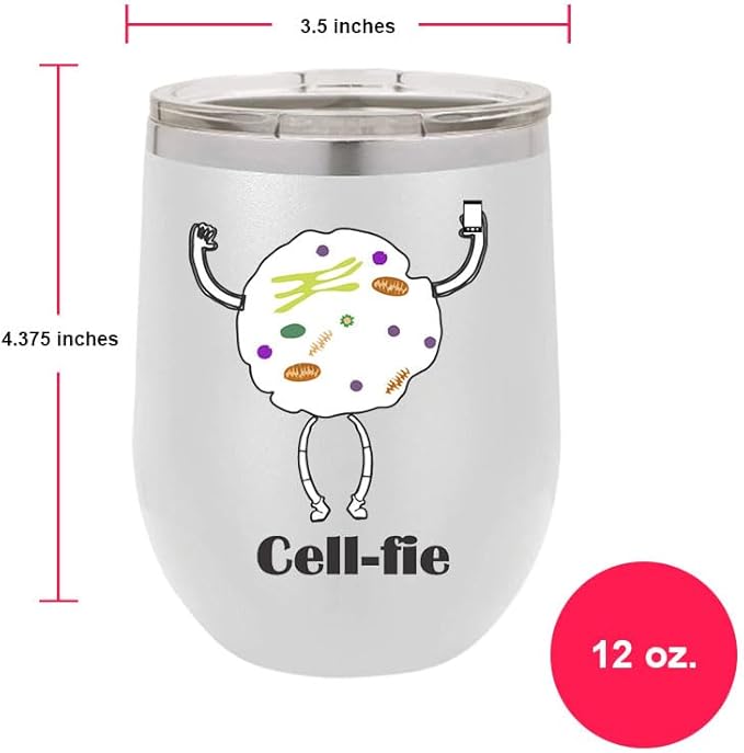 Cell Fie Wine Tumbler, Cell Fie Gift Lover, 12oz Stainless Steel Wine Tumbler, Gifts For Him, For Her, For Boys, For Girls, Birthday, Christmas Gift idea (White)