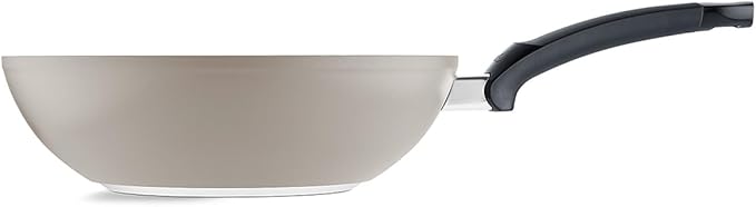 Fissler Ceratal Comfort Ceramic 11 Inch Non-Stick Wok, Warm Grey, Made without PFAS