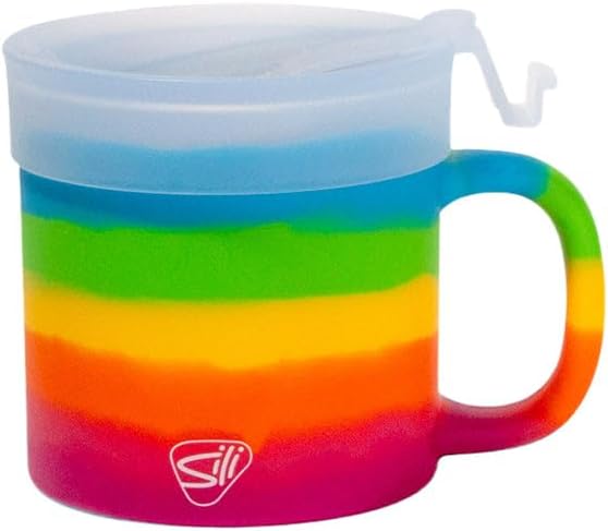 Silipint 16oz Silicone Coffee Mug Tumbler with Flip Lid ??Unbreakable Dishwasher Safe Microwave Oven & Freezer Compatible ??Non-Toxic Reusable Cup for Hot Coffee Tea or Cold Drinks (Prism)