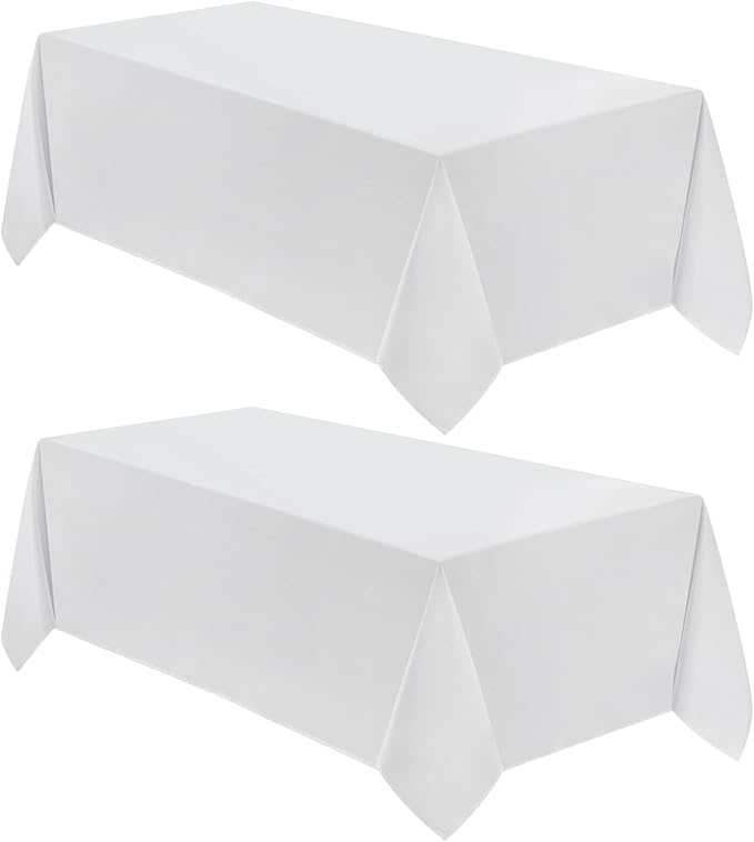 VidaFete 2 Pack 90*132inch Rectangle Tablecloth Polyester Table Cloth竊똕tain Resistant and Wrinkle Polyester Dining Table Cover for Kitchen Dinning Party Wedding Rectangular Tabletop Decoration(White)