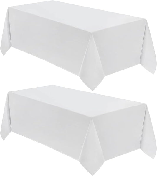 VidaFete 2 Pack 90*132inch Rectangle Tablecloth Polyester Table Cloth竊똕tain Resistant and Wrinkle Polyester Dining Table Cover for Kitchen Dinning Party Wedding Rectangular Tabletop Decoration(White)