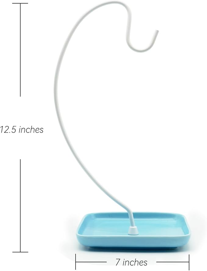 VROOMIUM Banana Holder Stand with Ceramic Bowl - Holds Up to 5 Pounds Bananas, Hassle-free Cleaning, Stylish and Chic Design Banana Rack, Blue