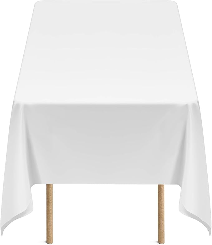 VEVOR White Tablecloths for Rectangle Tables, 10 Pack, 60 x 102 Inches, Reusable and Machine Washable Table Clothes, Wrinkle-Resistant Polyester Fabric Table Covers for Wedding, Party, Banquet