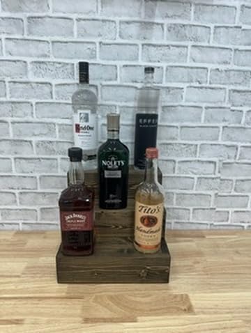 Handmade Tiered Display Shelving - Three Tier Bar Display - Bar Organizer - Liquor Bottle Display (12" without Back, Dark Walnut)