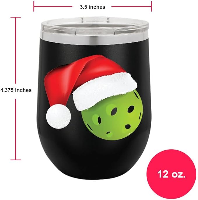 Pickleball Wine Tumbler, Pickleball Gift, 12oz Stainless Steel Wine Tumbler, Gifts For Him, For Her, For Boys, For Girls, Birthday, Christmas Gift idea (Black)