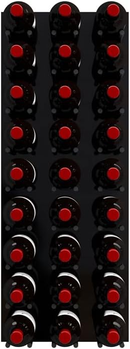 Fusion Wine Wall Cork-Out (3 Foot, Black Acrylic, Matte Black Peg, Stores 27 Bottles) ??Modular Wine Rack for Easy Install in Home Bar or Wine Cellar