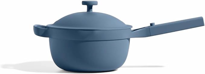Our Place Mini Perfect Pot | 2.5 Qt Ceramic Pot with Lid & Spatula | Patented 8-in-1, PFAS-Free Nonstick, Non-Toxic Cookware | Induction & Oven-Safe up to 450째F | Blue Salt