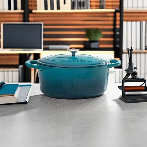 Crock-Pot Artisan 7-Quart Oval Enameled Cast Iron Dutch Oven ??Teal Ombre, Durable Cookware for Slow Cooking, Roasting, Baking with Lid