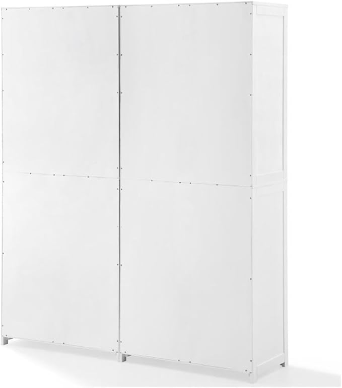 BOWERY HILL 4-Cabinet Wood Tall Pantry in White/Chrome (Set of 2)
