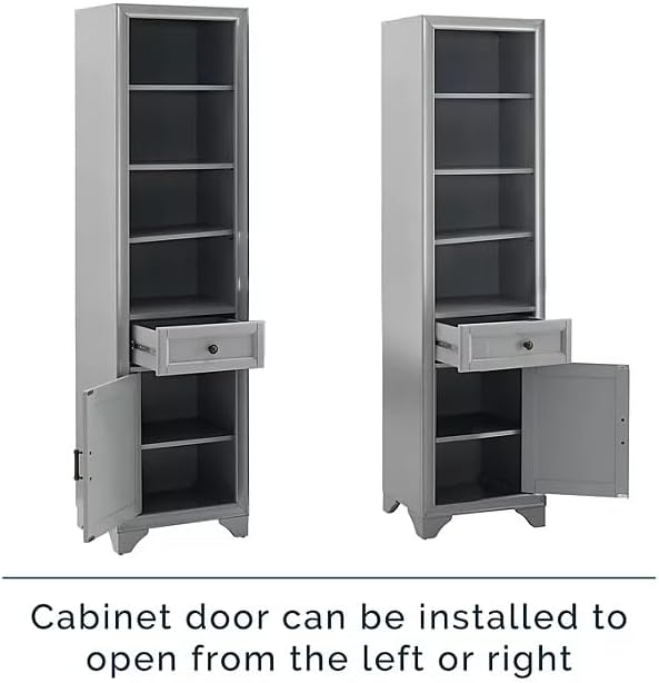 3-Piece Kitchen Storage Cabinet Set, Tall Pantry with Shelves and Drawers, Modern Farmhouse Style, (Distressed Gray)