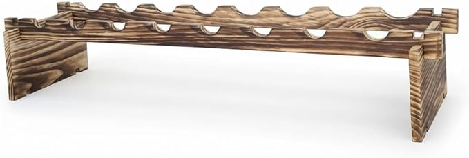Carbonized Pine Wood Wine Rack - 1-Tier Wine Storage, Holds 8 Bottles, Freestanding Wine Organizer for Home Bar, Kitchen, Living Room, Stylish & Durable