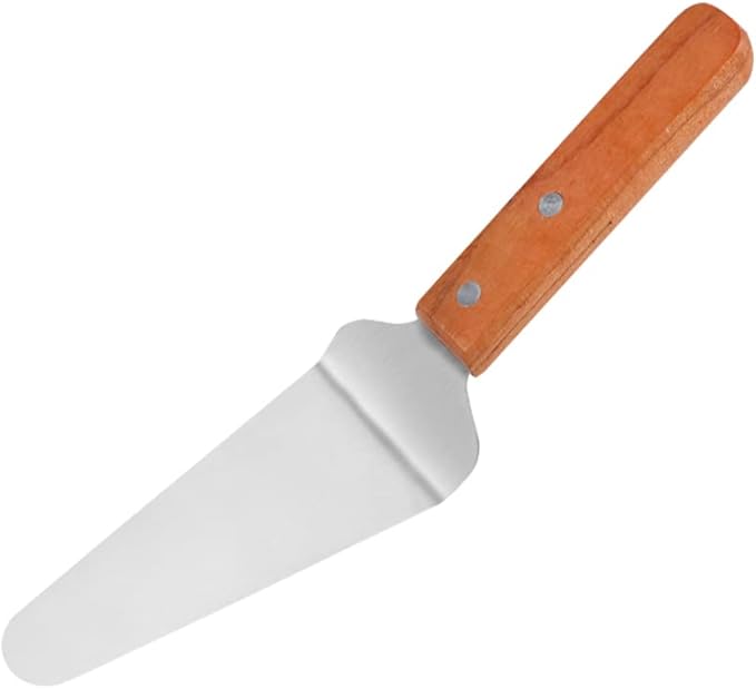 20 Pack Wood Handle Pizza Pie Server Stainless Steel Cake Server, Cake Holder Transfer Triangular Spade Spatula Shovel for Pizza Cake Biscuit Baking
