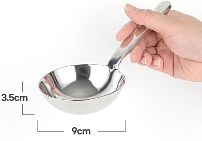 Stainless Steel Ladle, Korean Style Wide Serving Spoon, 3.25 inch wide, 1 Inch Deep, 7 Inch Length, Mukbang Style, 304 Stainless Steel, 18/10, Korean Mukbang, Ramen