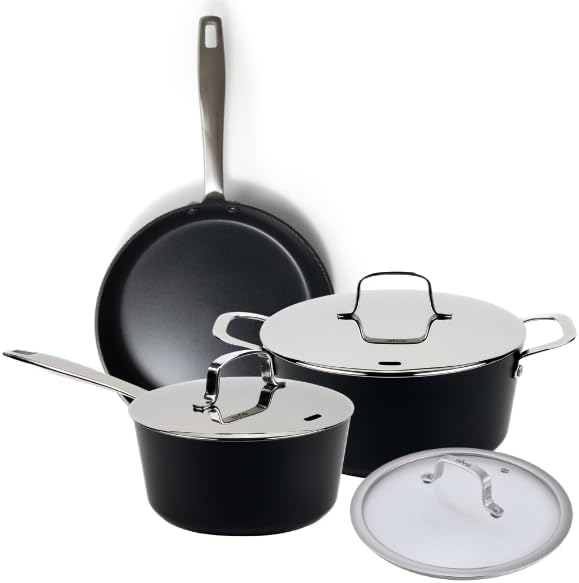 Alva Maestro 6-Piece Ceramic Cookware Set ??Nonstick & No PTFE, PFOA, PFAS for Safe, Healthy Cooking ??Oven & Induction Safe for Fast Even Heat, Effortless Cleanup, Durable Designed to Last
