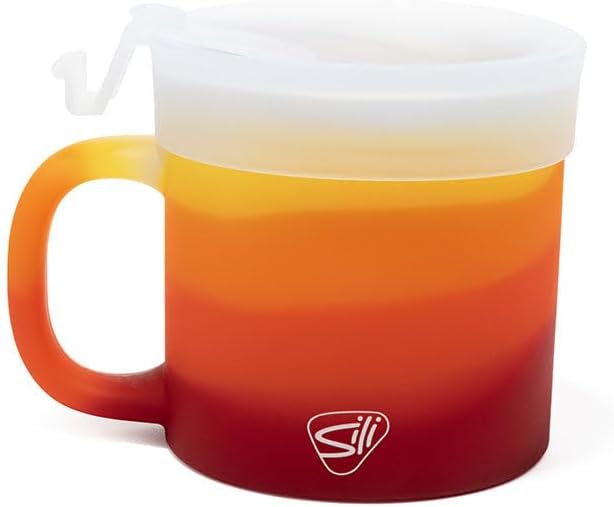 Silipint 16oz Silicone Coffee Mug Tumbler with Flip Lid ??Unbreakable Dishwasher Safe Microwave Oven & Freezer Compatible ??Non-Toxic Reusable Cup for Hot Coffee Tea or Cold Drinks (Marigold)