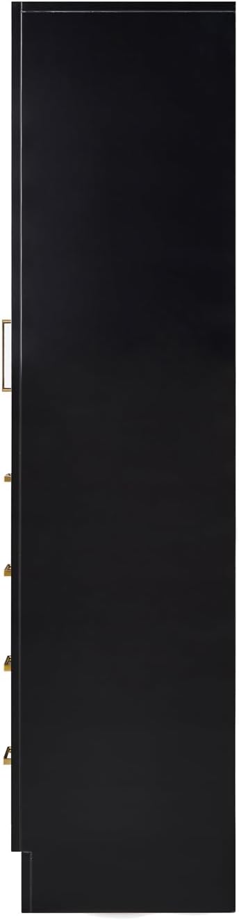 ARIEL Hepburn Bathroom Storage Cabinet - Solid Hevea Wood and Fully Assembled for Long-Lasting Durability and Sophisticated Finish, Freestanding Linen Bathroom Cabinet - 65?쒱 x 20?쓂 x 16?쒭, Black