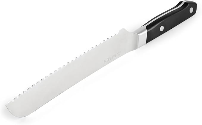 Misen Serrated Bread Knife - High-Carbon Japanese AUS8 Steel - Perfect for Soft Foods, Bread, Pastries, and Fruits - Verstatile Slicer, Razor-Sharp Edge, Durable Blade, Ergonomic Handle - 8", Black